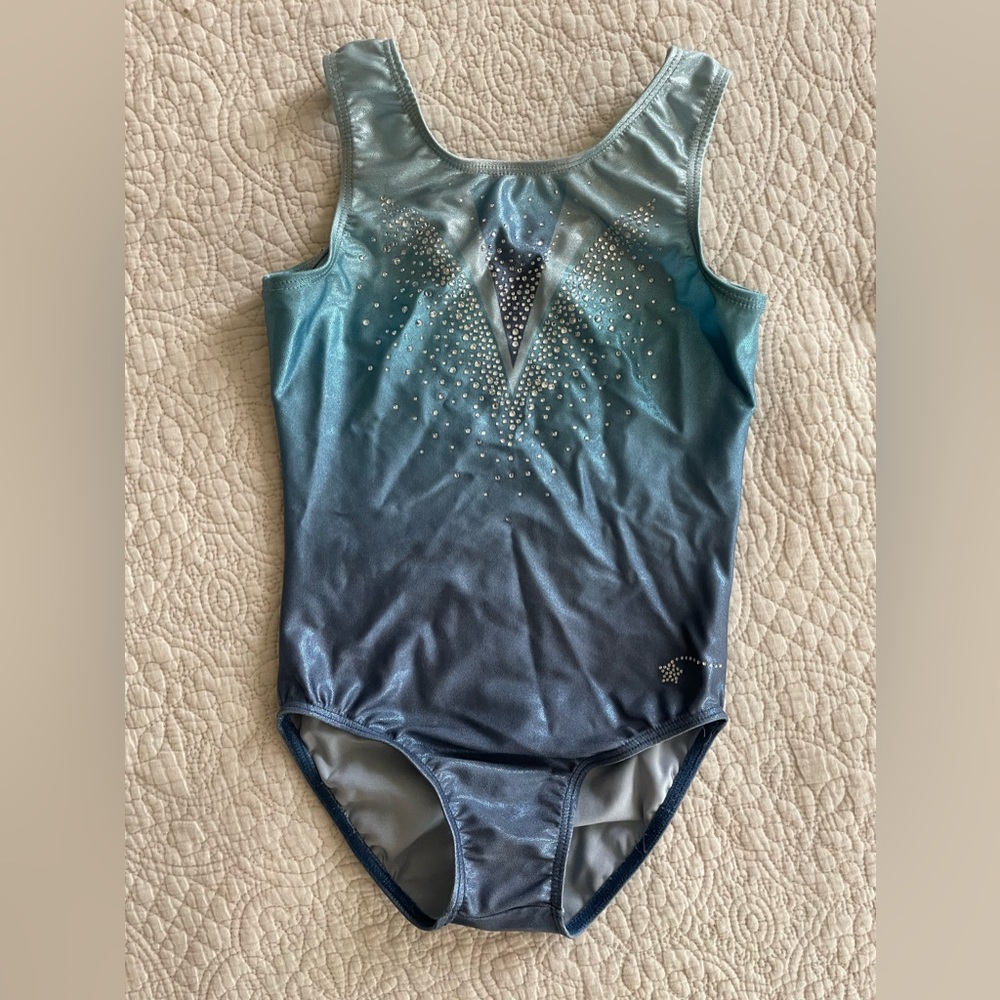 Destira Blue Rhinestone Gymnastic Leotard